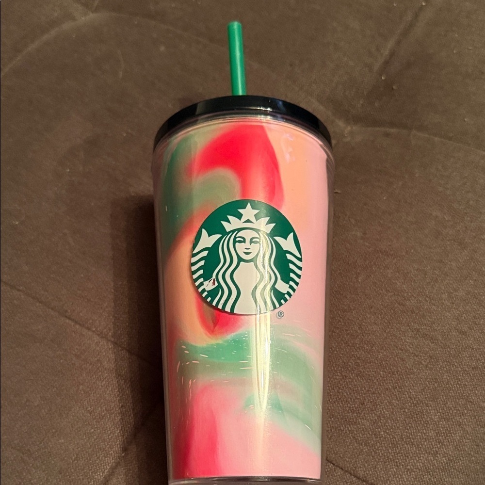 Starbucks 2021 Multicolor Tumbler with Green Straw